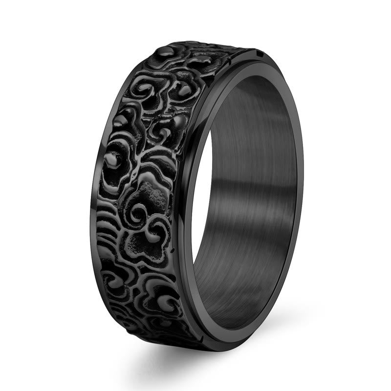 Auspicious Clouds Carved Titanium Steel Rotatable Balance Ring
