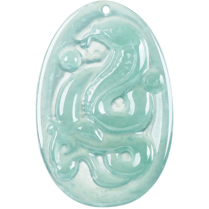 Natural Jade Oval Year Of The Snake Luck Necklace Pendant