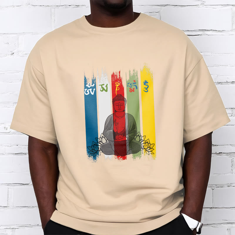 Breathable Cotton Sacred Mantra Lotus Meditation T-Shirt