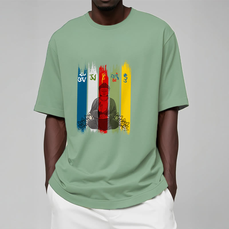 Breathable Cotton Sacred Mantra Lotus Meditation T-Shirt