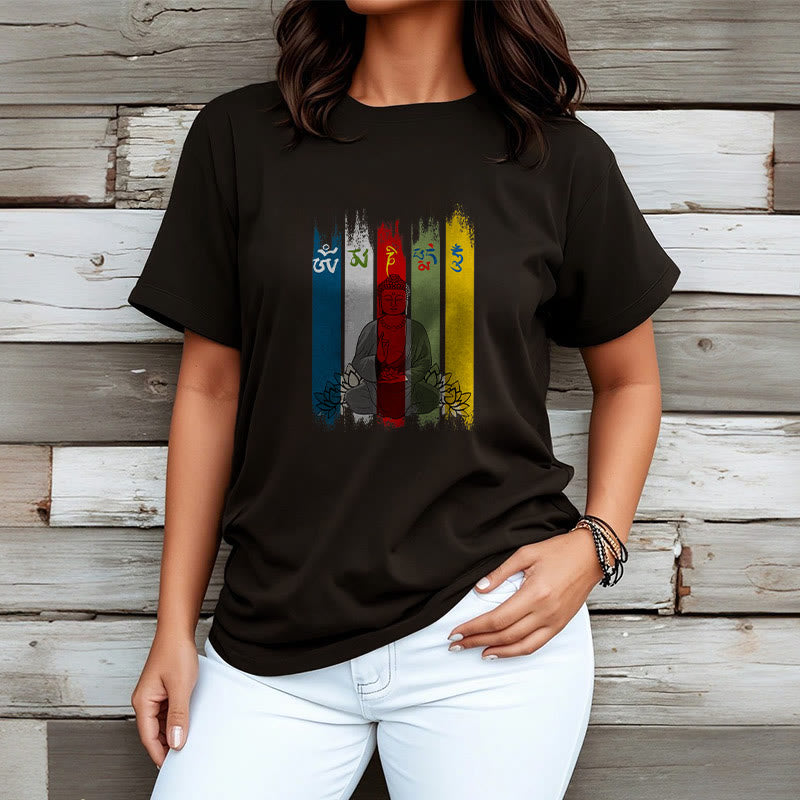 Breathable Cotton Sacred Mantra Lotus Meditation T-Shirt