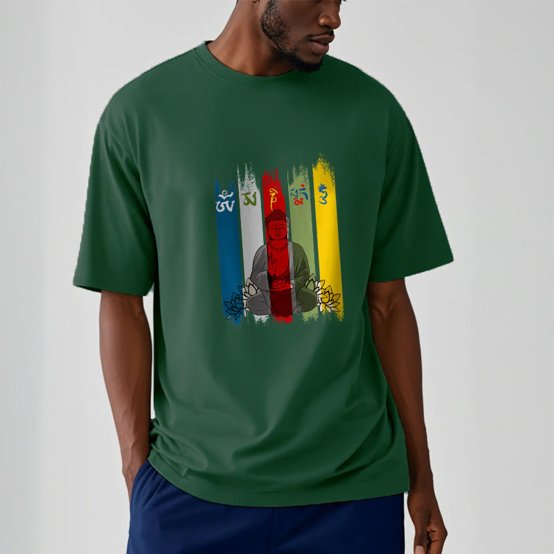 Breathable Cotton Sacred Mantra Lotus Meditation T-Shirt