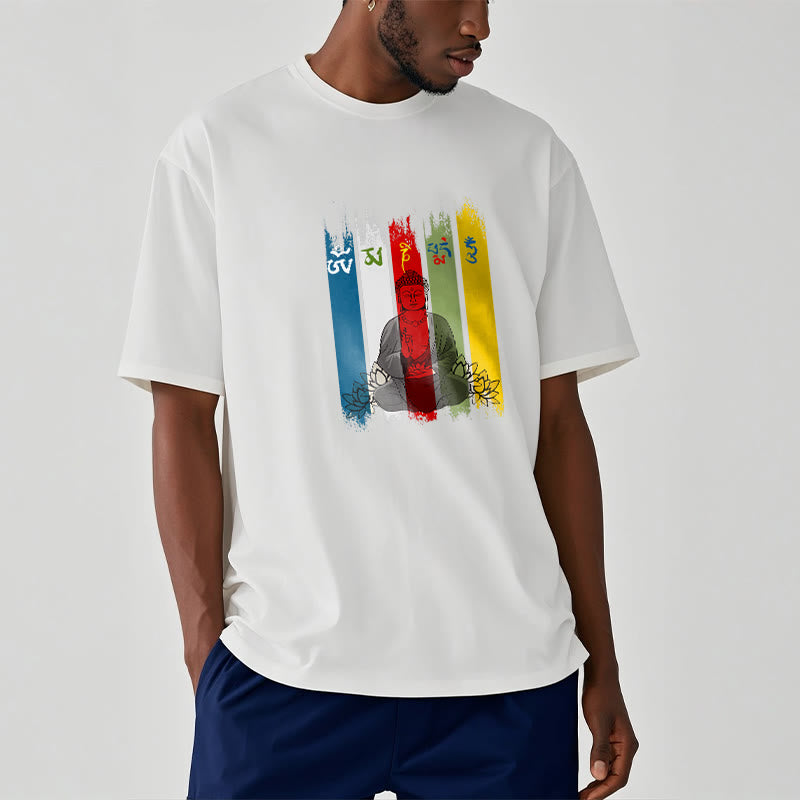Breathable Cotton Sacred Mantra Lotus Meditation T-Shirt
