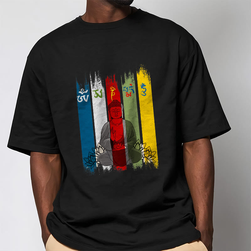 Breathable Cotton Sacred Mantra Lotus Meditation T-Shirt