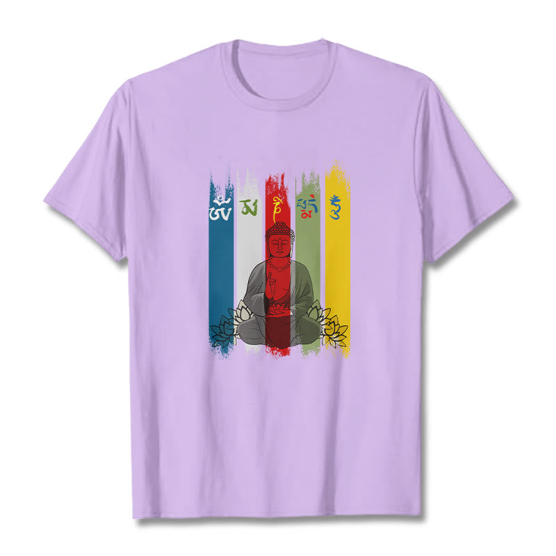 Breathable Cotton Sacred Mantra Lotus Meditation T-Shirt