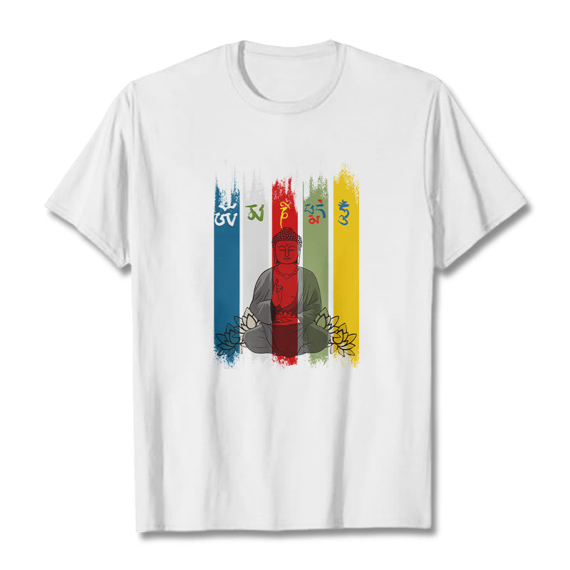 Breathable Cotton Sacred Mantra Lotus Meditation T-Shirt