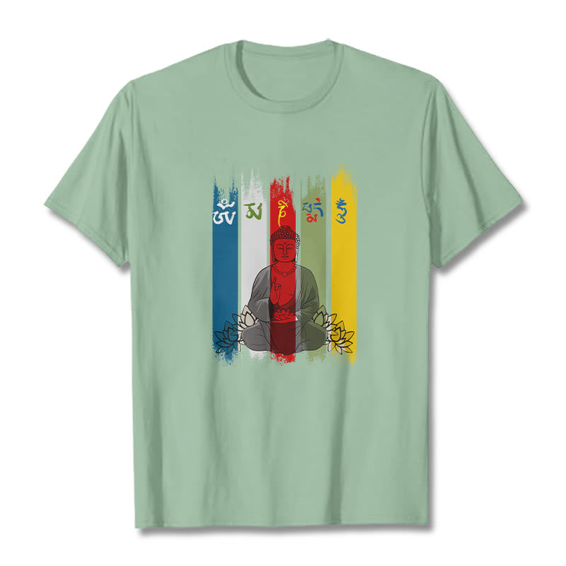 Breathable Cotton Sacred Mantra Lotus Meditation T-Shirt