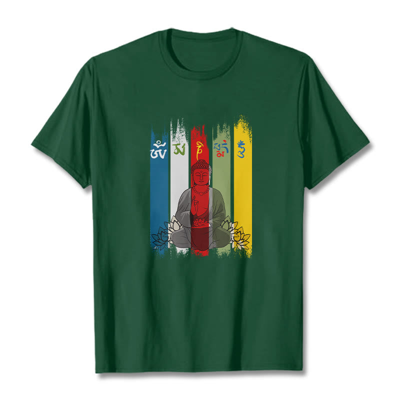 Breathable Cotton Sacred Mantra Lotus Meditation T-Shirt