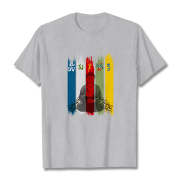 Breathable Cotton Sacred Mantra Lotus Meditation T-Shirt
