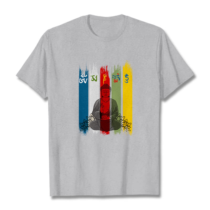 Breathable Cotton Sacred Mantra Lotus Meditation T-Shirt