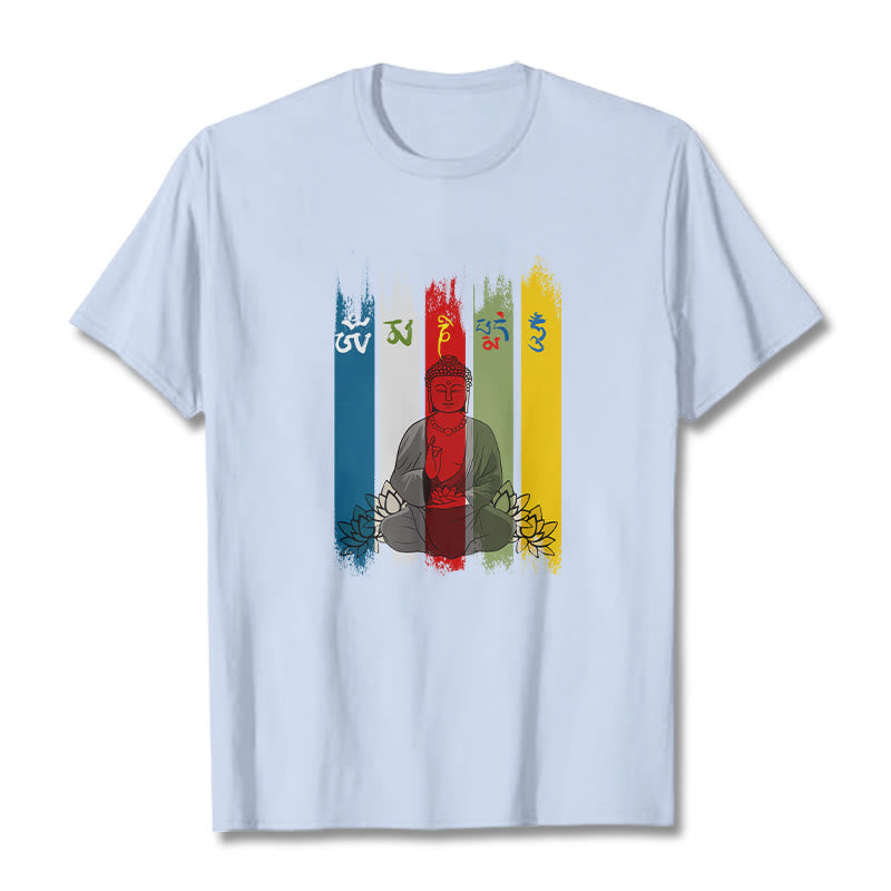 Breathable Cotton Sacred Mantra Lotus Meditation T-Shirt