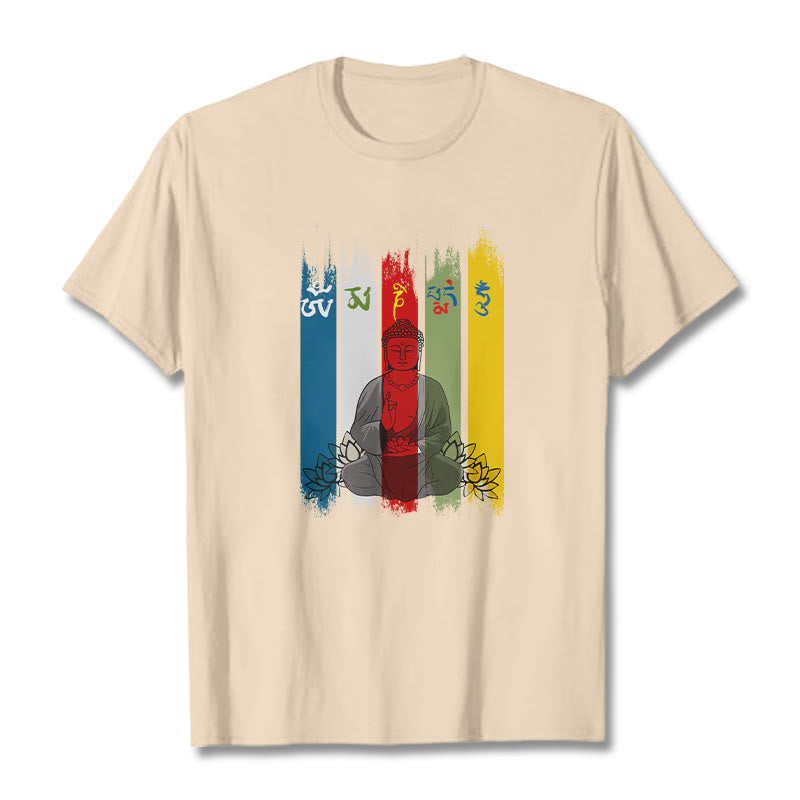 Breathable Cotton Sacred Mantra Lotus Meditation T-Shirt