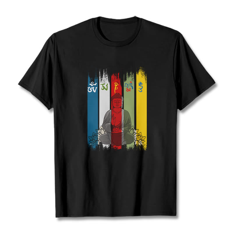 Breathable Cotton Sacred Mantra Lotus Meditation T-Shirt