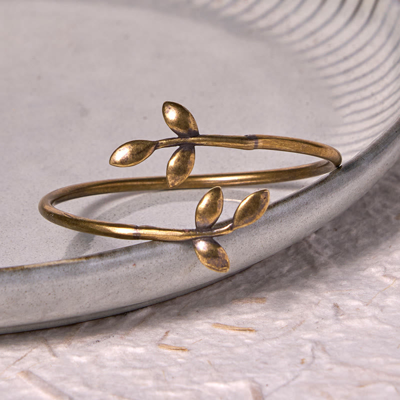 Lucky Clover Copper Brass Healing Bracelet Bangle