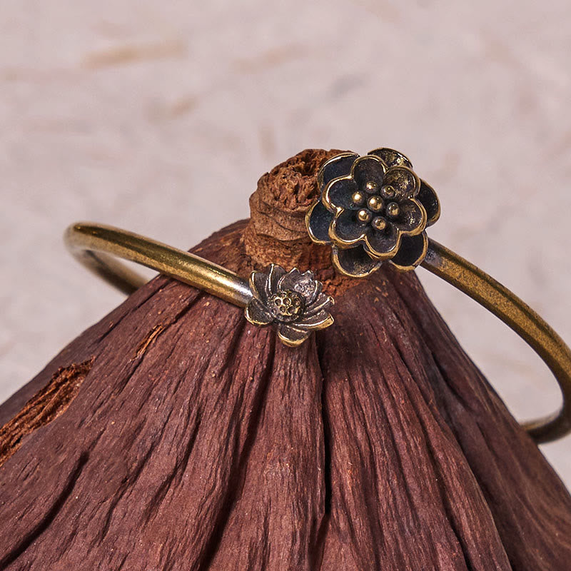 Peach Blossom Copper Brass Healing Bracelet Bangle