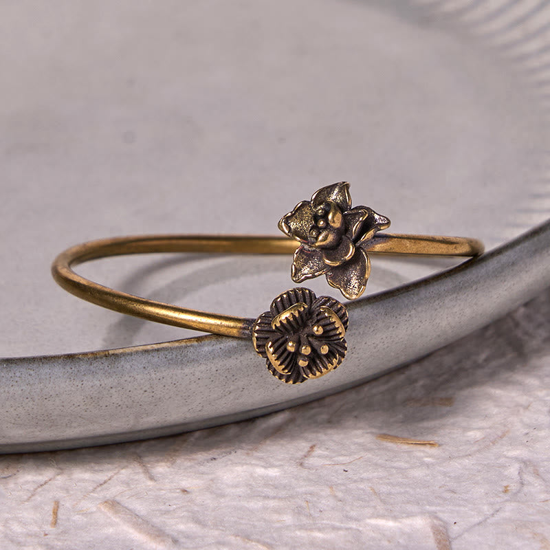 Peach Blossom Copper Brass Healing Bracelet Bangle