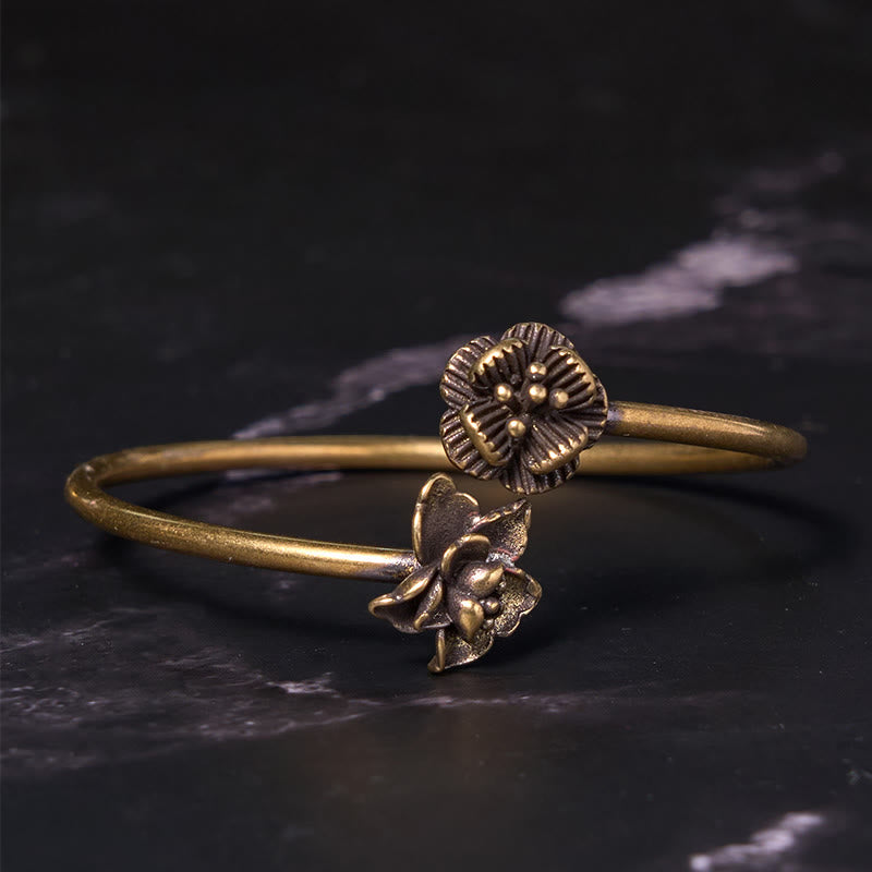 Peach Blossom Copper Brass Healing Bracelet Bangle