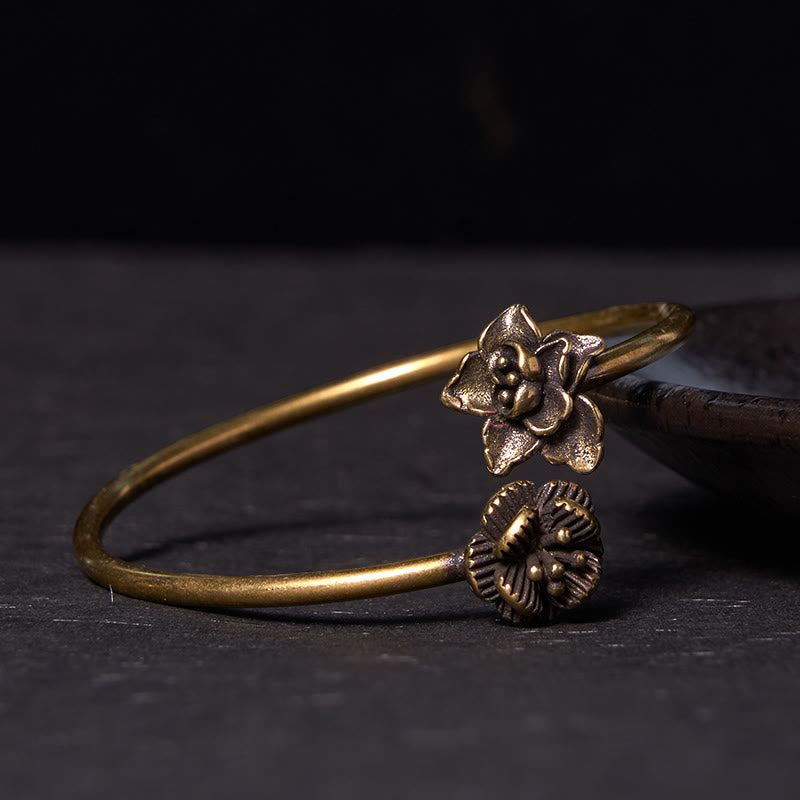 Peach Blossom Copper Brass Healing Bracelet Bangle
