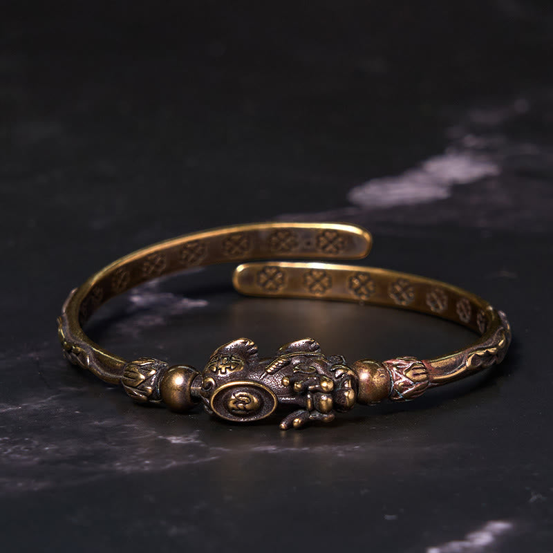 Pi Xiu Carrying Coin Ingot Copper Brass Luck Wealth Bracelet Bangle