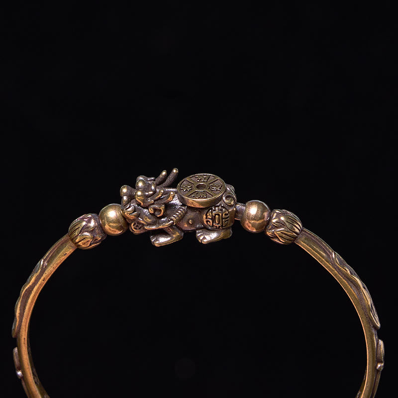Pi Xiu Carrying Coin Ingot Copper Brass Luck Wealth Bracelet Bangle