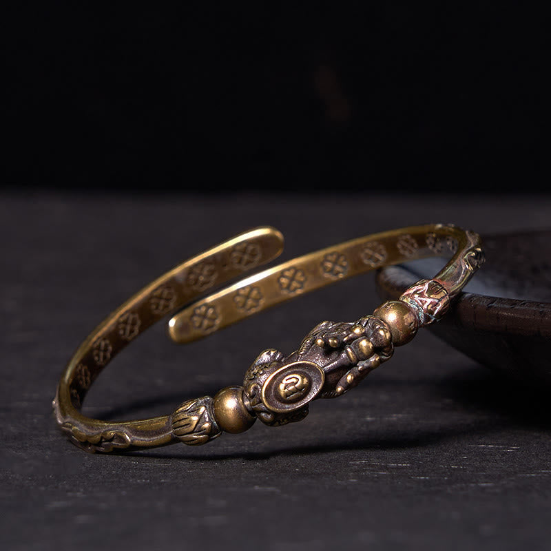 Pi Xiu Carrying Coin Ingot Copper Brass Luck Wealth Bracelet Bangle