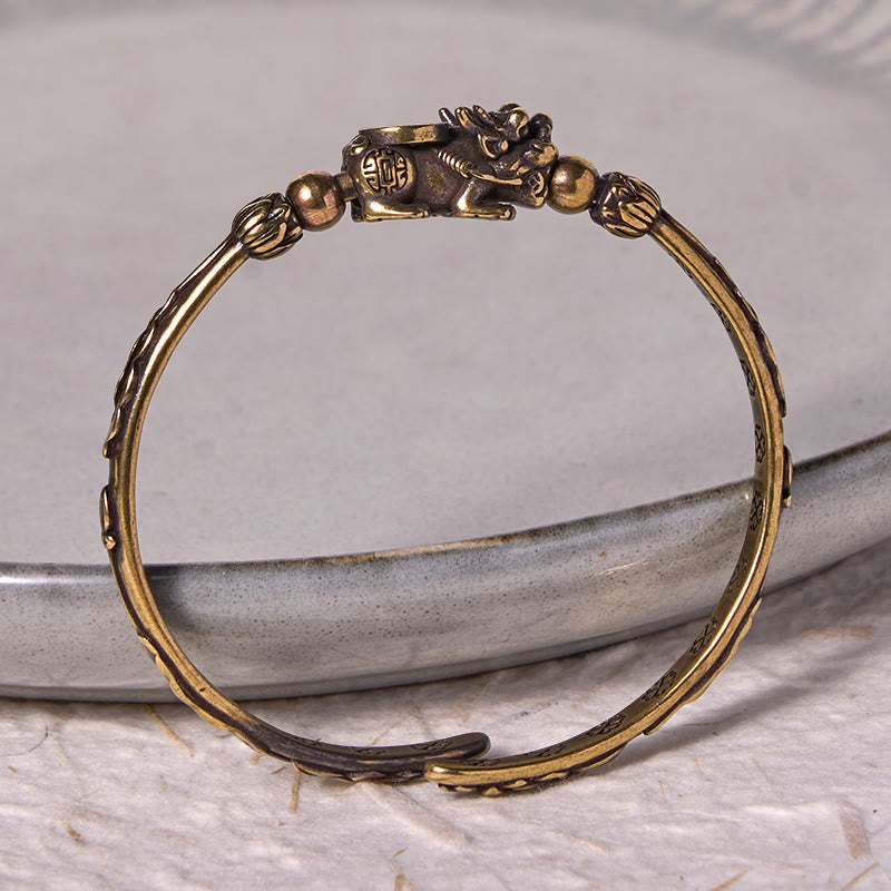 Pi Xiu Carrying Coin Ingot Copper Brass Luck Wealth Bracelet Bangle