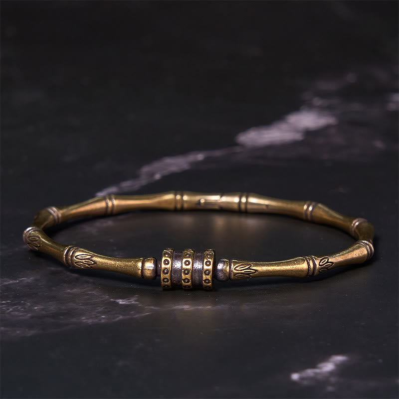 Bamboo Lotus Flower Copper Brass Peace Bracelet Bangle