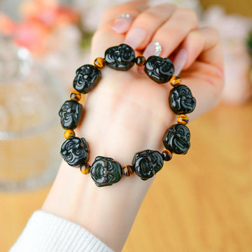 Rainbow Obsidian Laughing Buddha Positive Transformation Bracelet