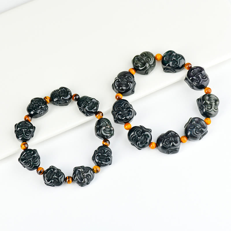 Rainbow Obsidian Laughing Buddha Positive Transformation Bracelet