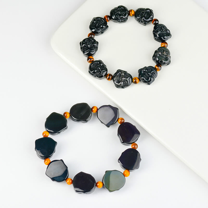 Rainbow Obsidian Laughing Buddha Positive Transformation Bracelet