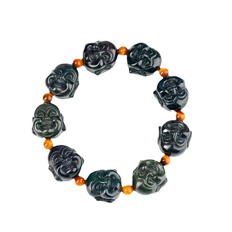 Rainbow Obsidian Laughing Buddha Positive Transformation Bracelet