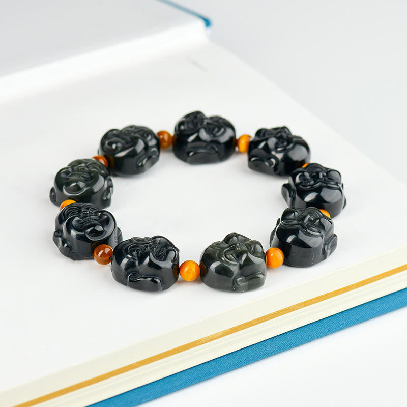 Rainbow Obsidian Laughing Buddha Positive Transformation Bracelet