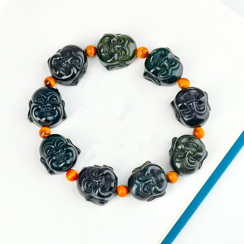 Rainbow Obsidian Laughing Buddha Positive Transformation Bracelet