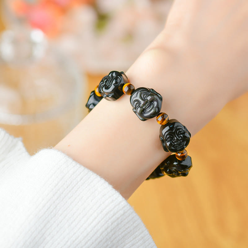 Rainbow Obsidian Laughing Buddha Positive Transformation Bracelet