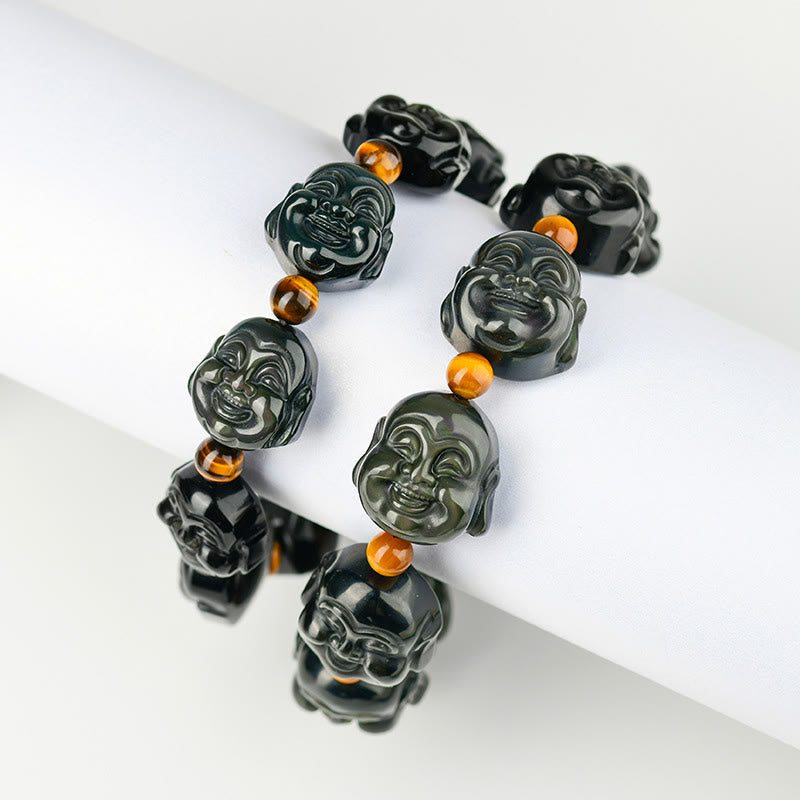Rainbow Obsidian Laughing Buddha Positive Transformation Bracelet