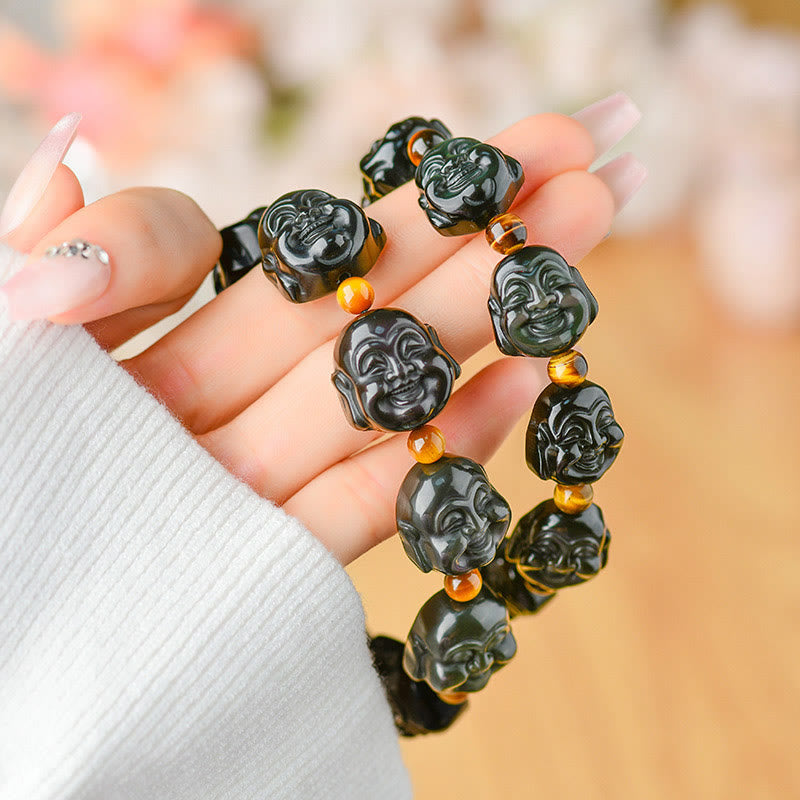 Rainbow Obsidian Laughing Buddha Positive Transformation Bracelet