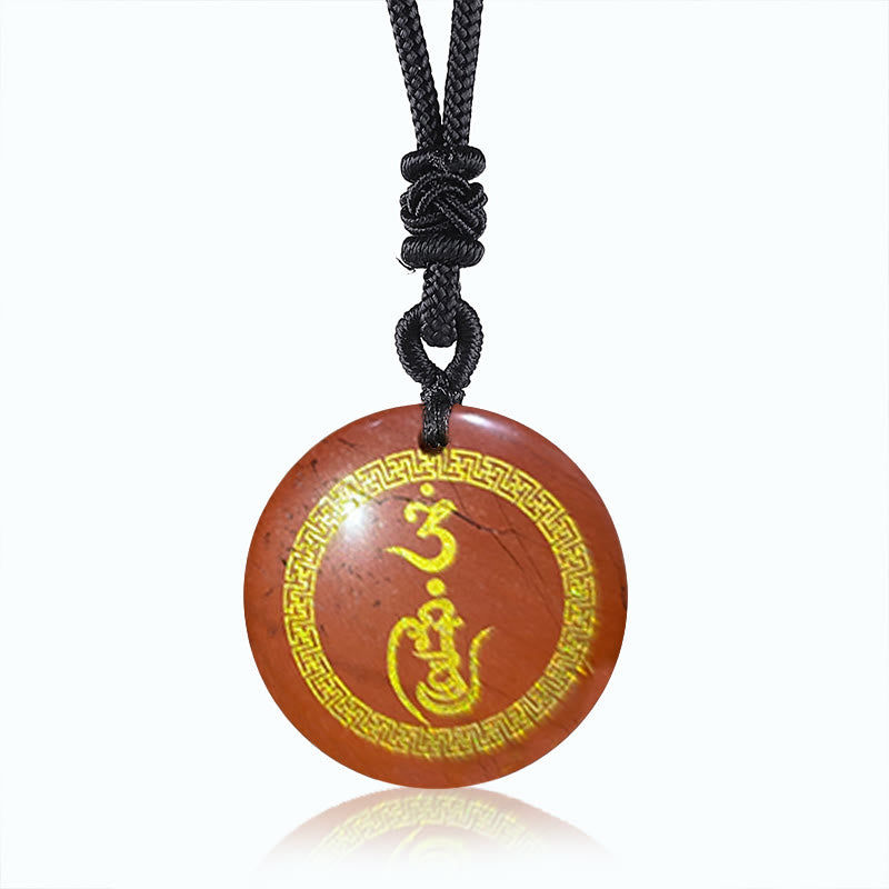 Swastika Pattern Vajra Protection Mantra Natural Various Crystal Black Obsidian Purification Necklace Pendant