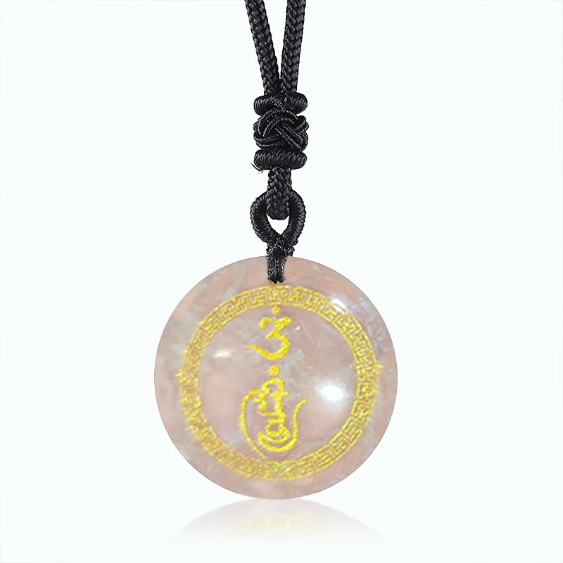 Swastika Pattern Vajra Protection Mantra Natural Various Crystal Black Obsidian Purification Necklace Pendant