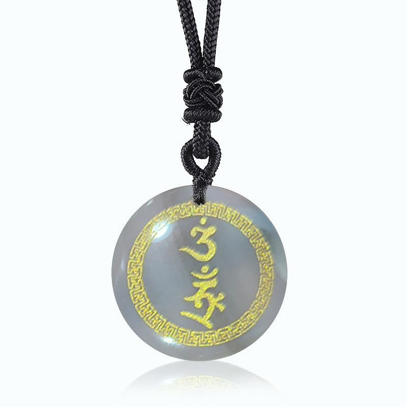 Surrounding Swastika Pattern Vajra Protection Mantra Natural Various Crystal Black Obsidian Fulfilment Necklace Pendant