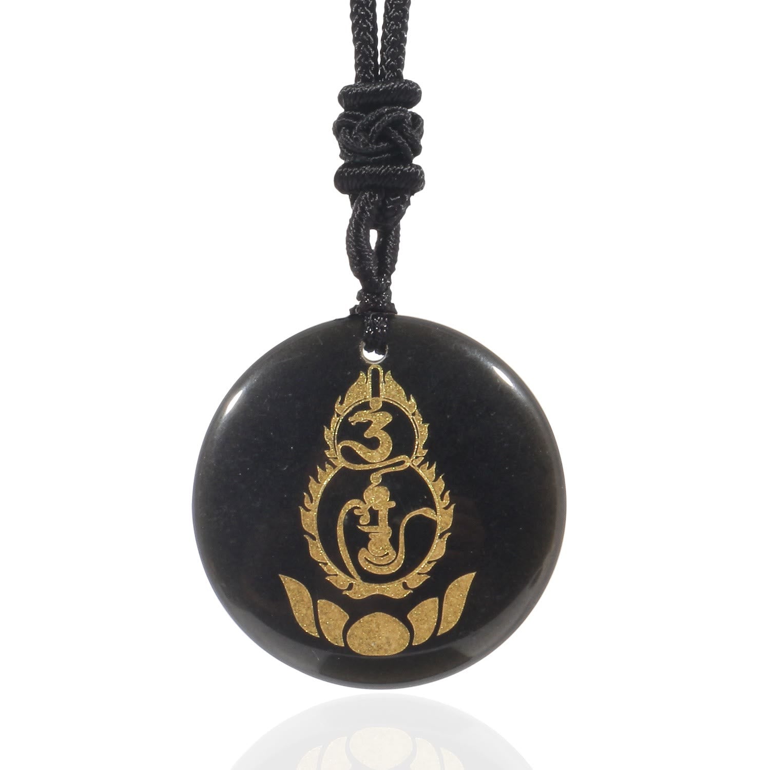 Gourd Lotus Pedestal Pattern Vajra Protection Mantra Natural Various Crystal Black Obsidian Fulfilment Necklace Pendant