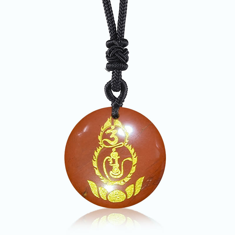 Gourd Lotus Pedestal Pattern Vajra Protection Mantra Natural Various Crystal Black Obsidian Fulfilment Necklace Pendant