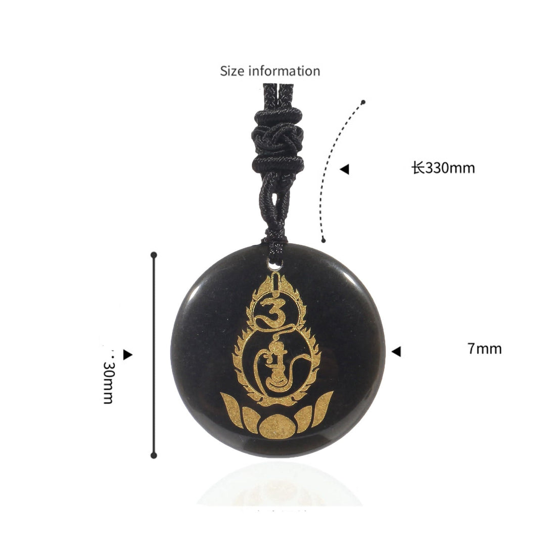 Gourd Lotus Pedestal Pattern Vajra Protection Mantra Natural Various Crystal Black Obsidian Fulfilment Necklace Pendant