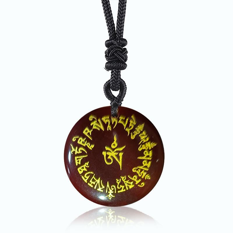Fortune-gathering Mantra Natural Various Crystal Black Obsidian Fulfilment Necklace Pendant