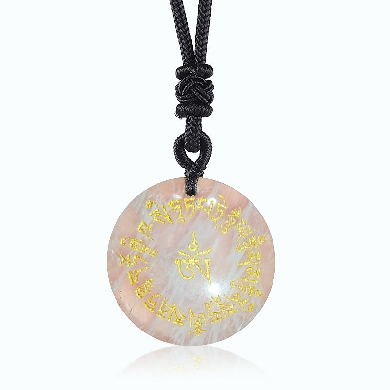 Fortune-gathering Mantra Natural Various Crystal Black Obsidian Fulfilment Necklace Pendant