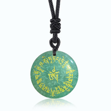 Fortune-gathering Mantra Natural Various Crystal Black Obsidian Fulfilment Necklace Pendant