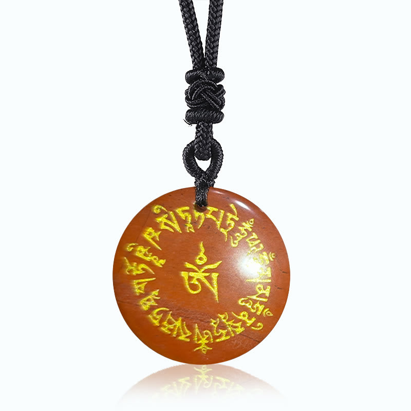 Fortune-gathering Mantra Natural Various Crystal Black Obsidian Fulfilment Necklace Pendant