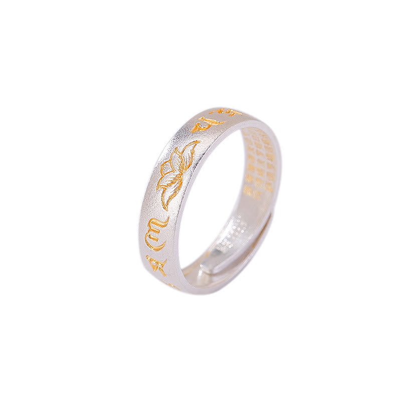 999 Sterling Silver Om Mani Padme Hum Lotus Adjustable Enlightenment Ring