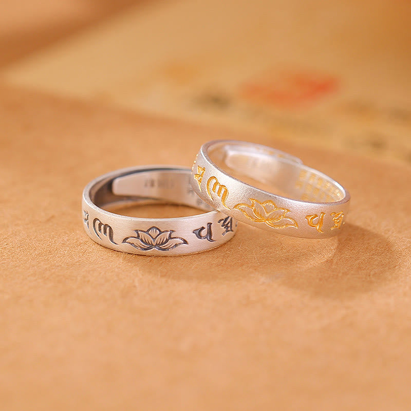 999 Sterling Silver Om Mani Padme Hum Lotus Adjustable Enlightenment Ring