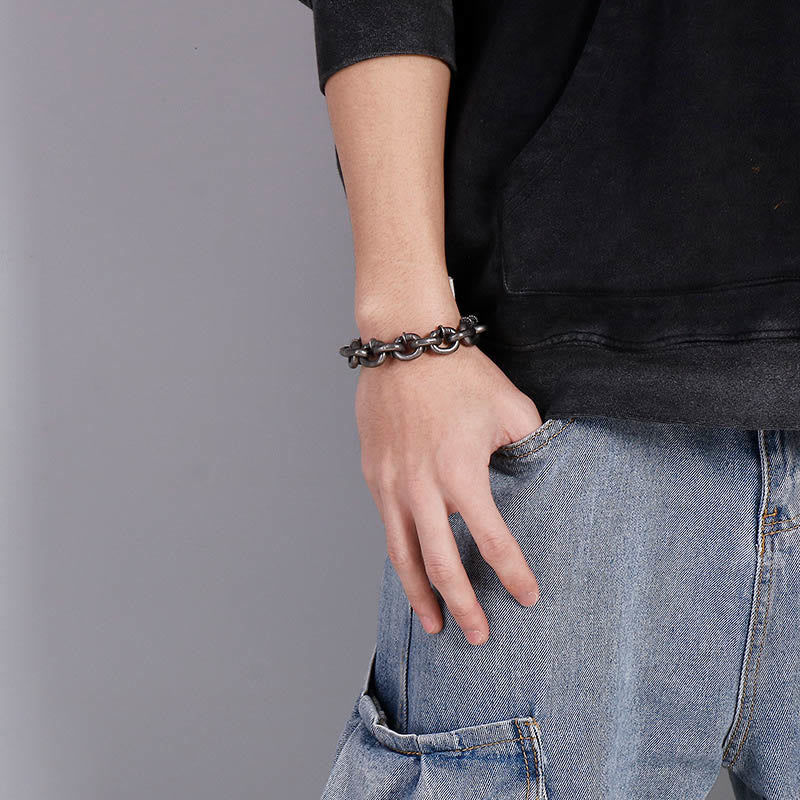Modern Square Rivets Titanium Steel Bracelet: Anchor for Inner Strength