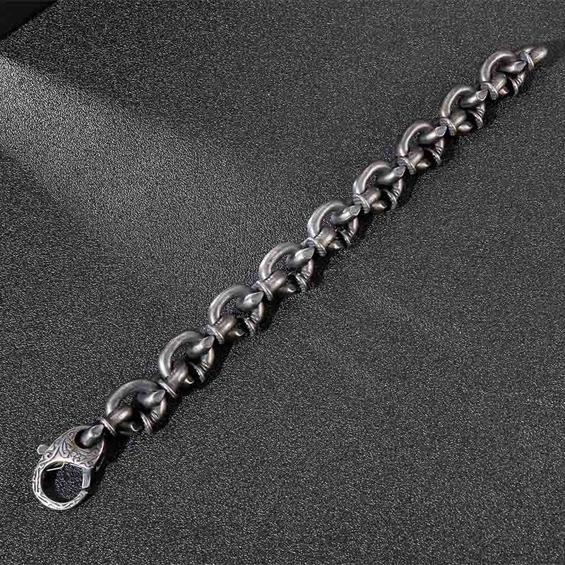 Modern Square Rivets Titanium Steel Bracelet: Anchor for Inner Strength